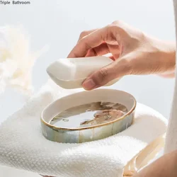 Nordic Style Portable Ceramic Soap Dish Bathroom Accessories Travel Home Hotel Utensils Soap Box Storage Display Tray Holder