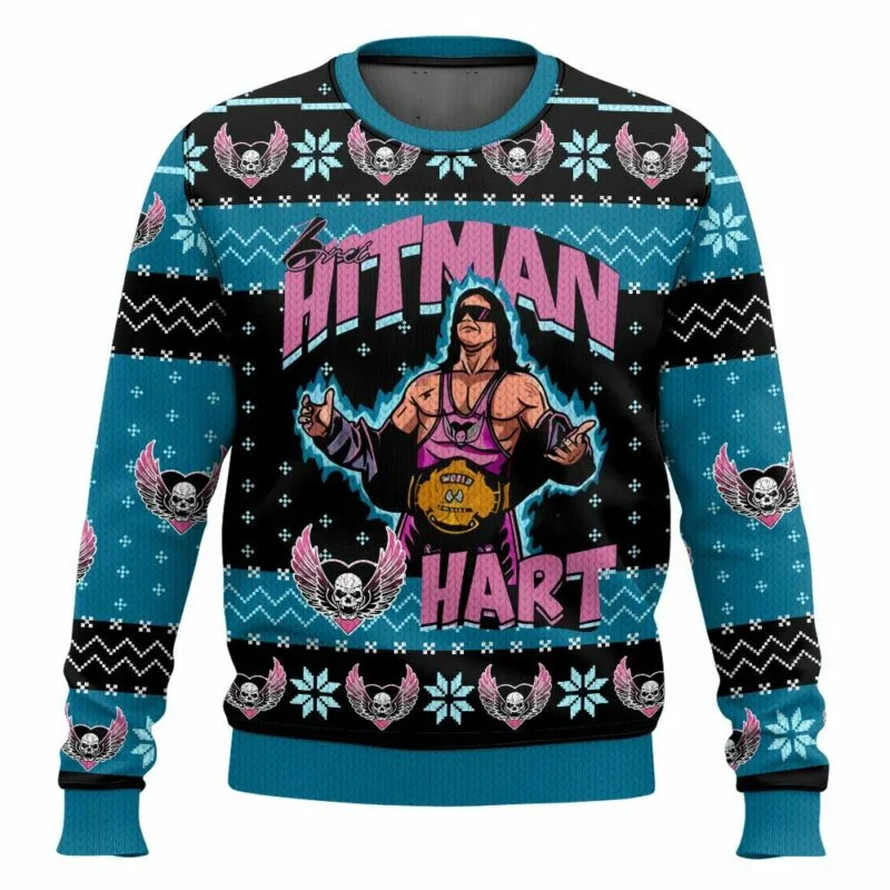Famous wrestler Brett Hart 2026 new Christmas happy ugly Christmas gift casual sports couple outdoor hooded sweatshirt
