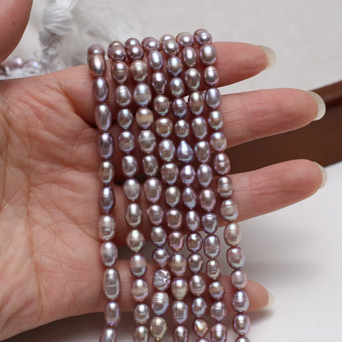 Natürliche Süßwasserperle, lila Reisperle für die Schmuckherstellung, DIY-Halskette, Ohrringe, Armband, Zubehör, Länge 18 cm