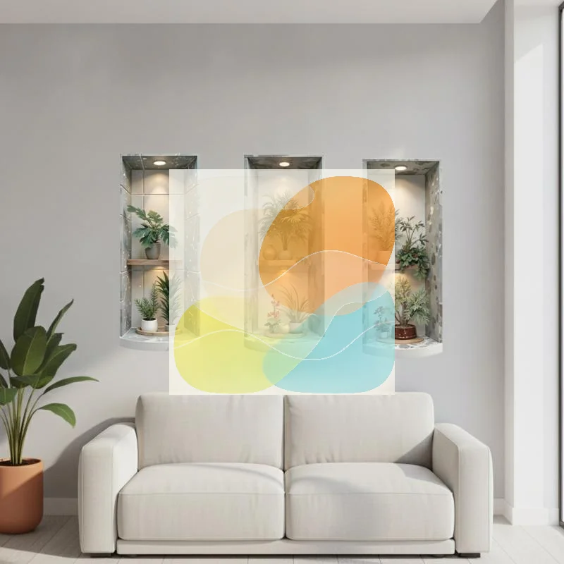 2D Recessed Niche Wall Decals Plant Light Effect Self-Adhesive Waterproof No Residue Decor for Bedroom Nursery
