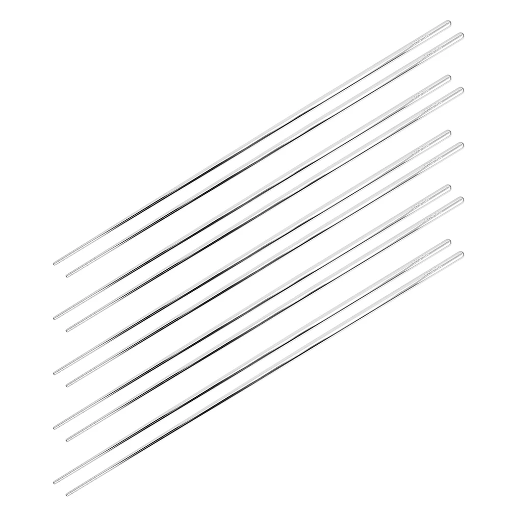 

5 Pair High Temperature Resistance Extended Stainless Steel Chopsticks 304 Eating