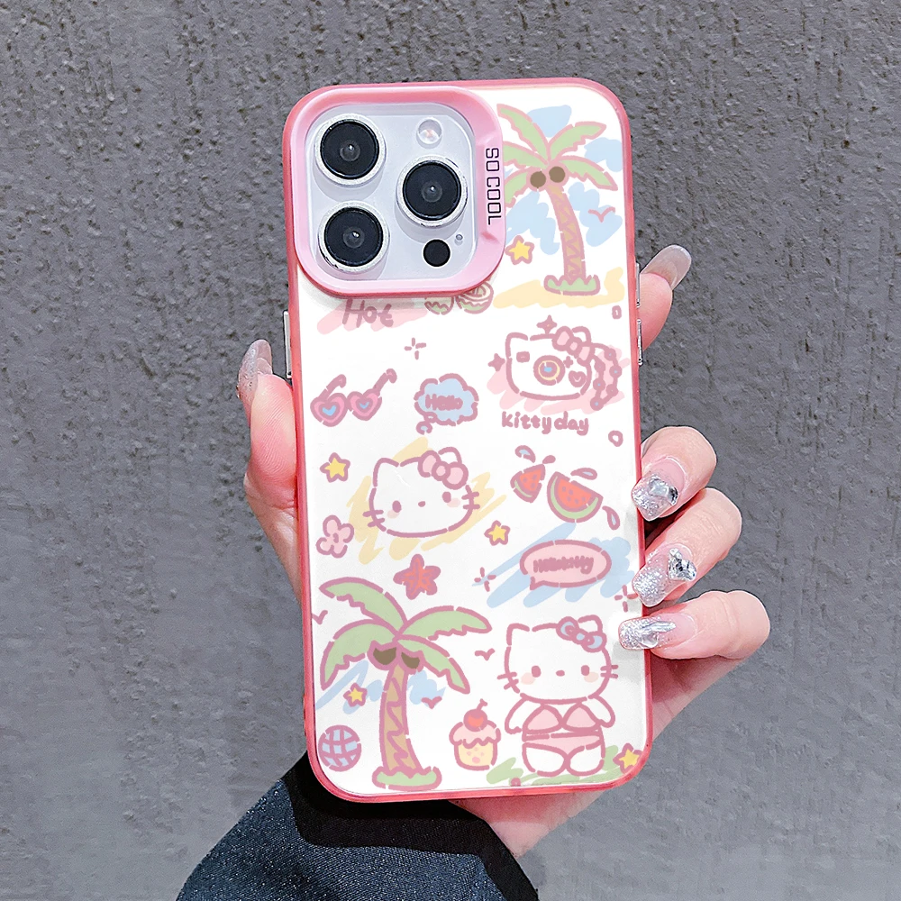 Cute Hello Kitty Holiday Phone Cases for Apple iPhone 16 15 14 Plus Case 11 12 13 Pro Max XR XS X 7 8 Shockproof Bumper Cover