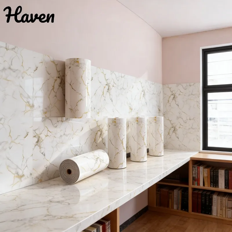 

Budget Self-Adhesive Marble Wallpaper Damage Stain Cover-Up Quick Renovation for Rental Apartments Offices Study Room Decoration