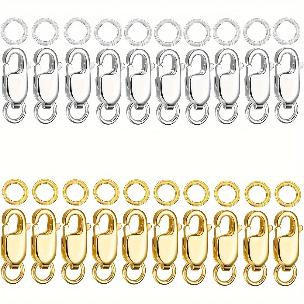 

Lobster Claw Clasp With Closed Jump Rings 18K Golden Plated Silver Necklace Clasps And Closures For Jewelry Making