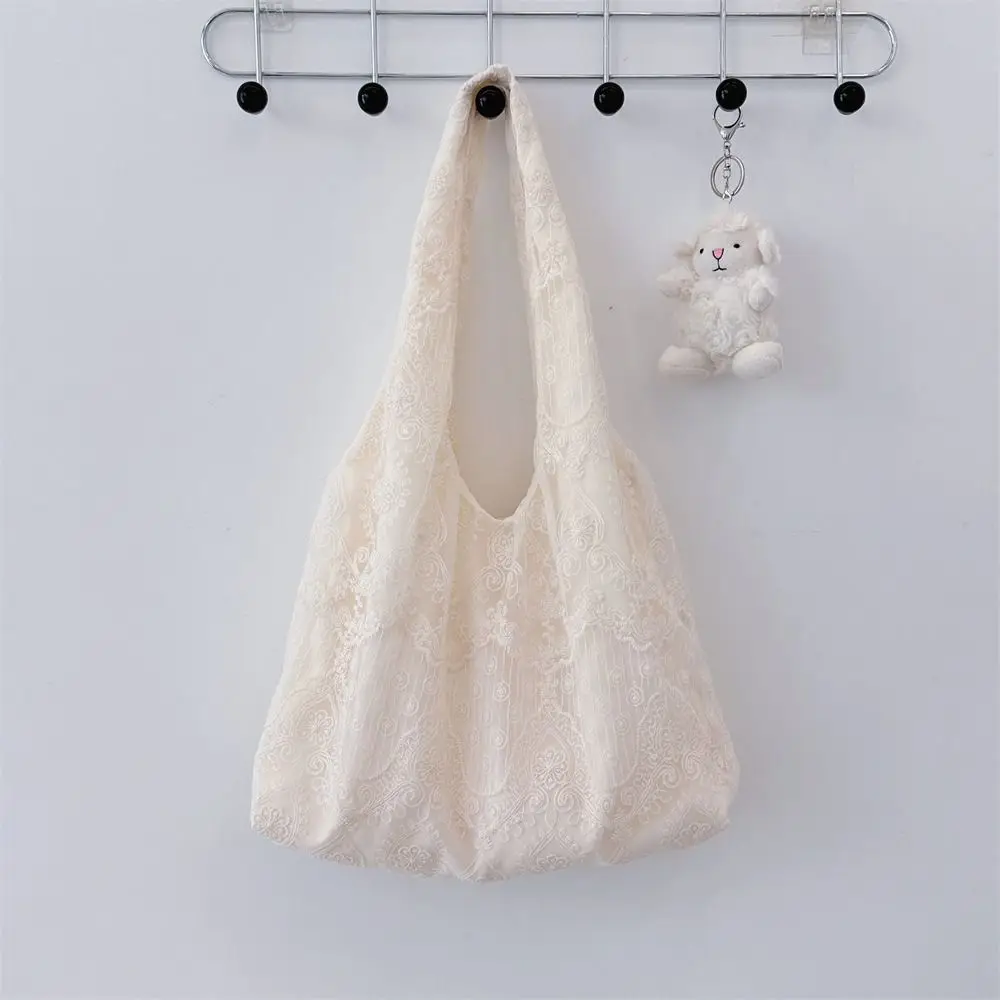 

Fashion Lace Cloth Floral Shoulder Bag Large Capacity Portable Lace Handbag Handheld Underarm Bags for Women