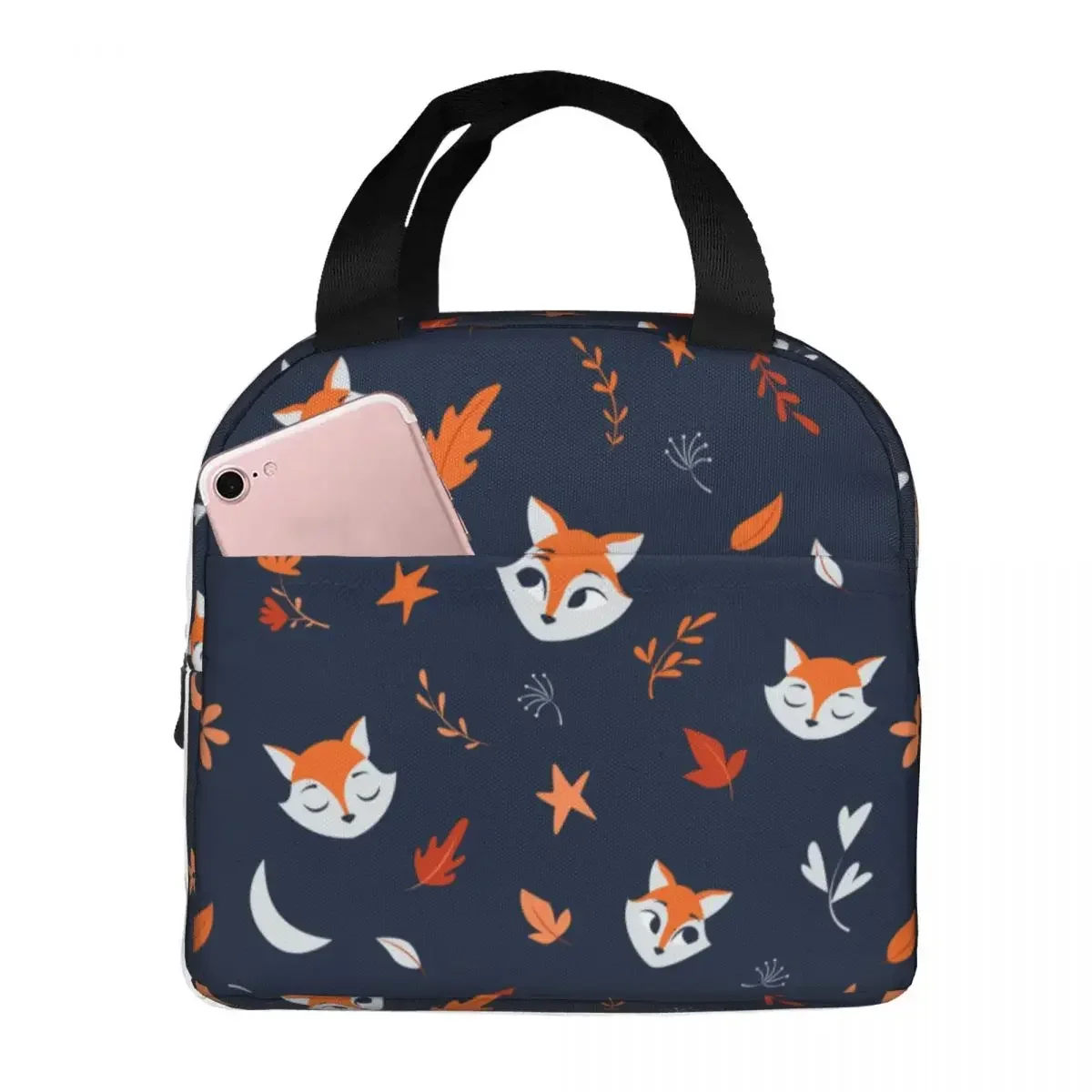 Lunch Bags for Women Kids Cute And Bright Fox Thermal Cooler Bag Waterproof Picnic School Canvas Lunch Box Food Bag