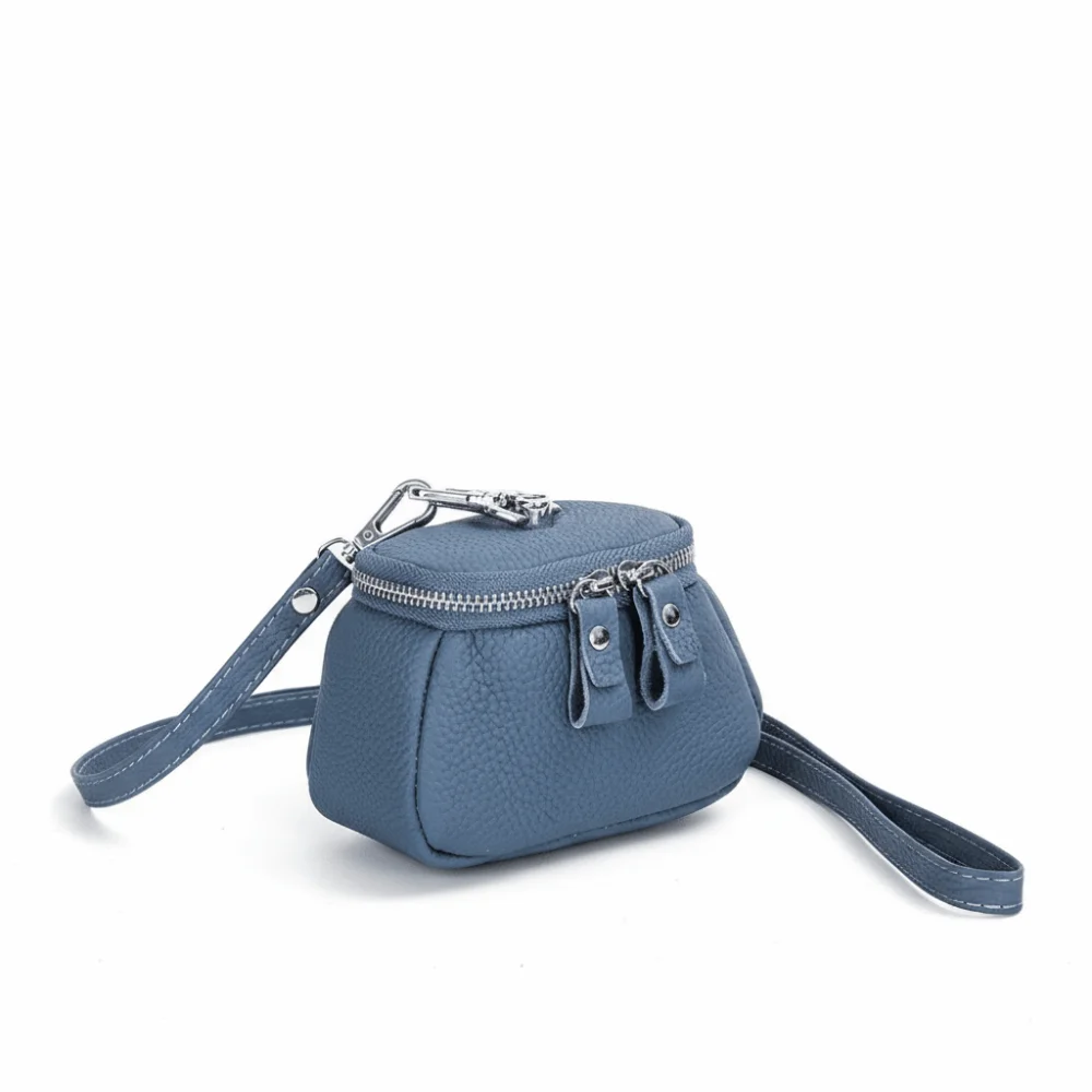 

Solid Color Hanging Neck Coin Purse Genuine Leather Lipstick Earphone Pouch Lanyard Wallet Korean Style Card Holder