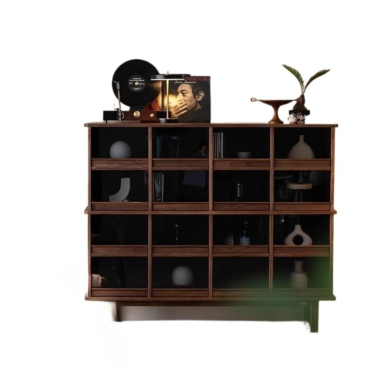 

Solid wood glass display cabinet, black walnut tea set cabinet, wine cabinet