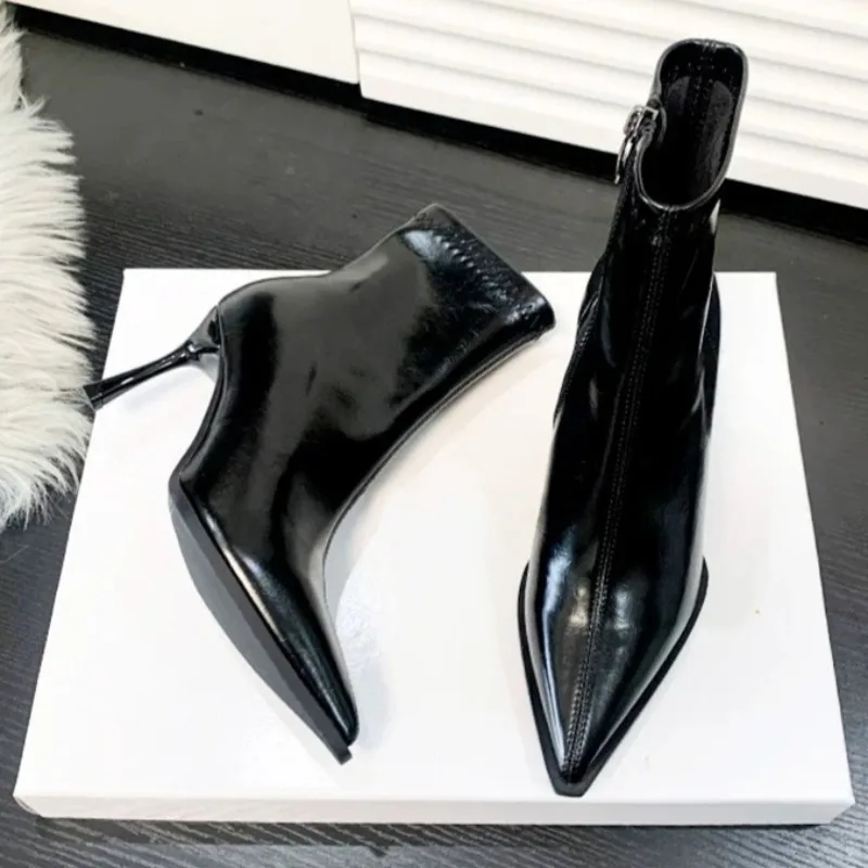 

High Heels Fashion Women Ankle Boots Pointed Toe Designer Winter Shoes 2025 Chelsea Short Boots Dress Pumps Party Zapatos Mujer