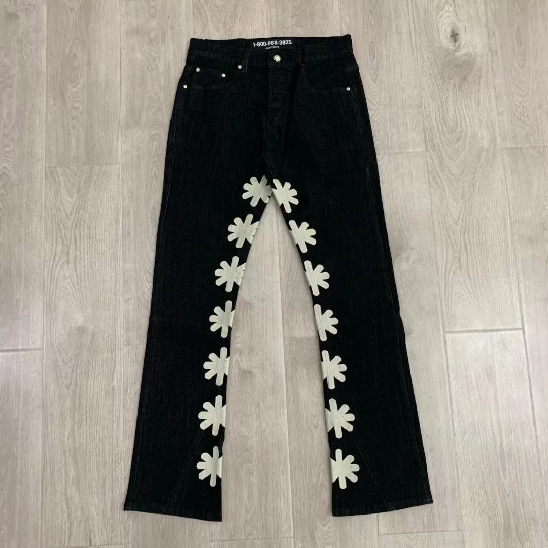 

Модные простые длинные джинсы LOSTDWS с логотипом, джинсовые брюки с высокой талией и широкими штанинами, молодежные, осенне-весенние, облегающие, тонкие, стандартного кроя