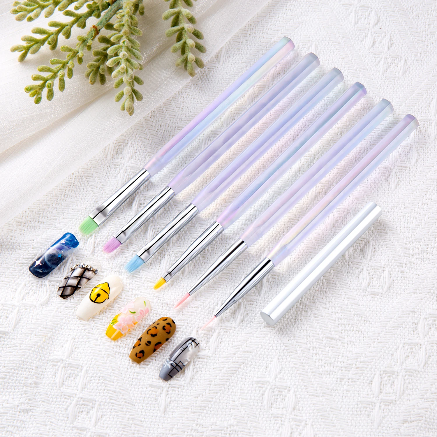 Aurora Color Clear Nail Building Gel Brush Set Nail Art Liner Drawing Brush Acrylic Nail UV Gel Extension Manicure Painting Tool