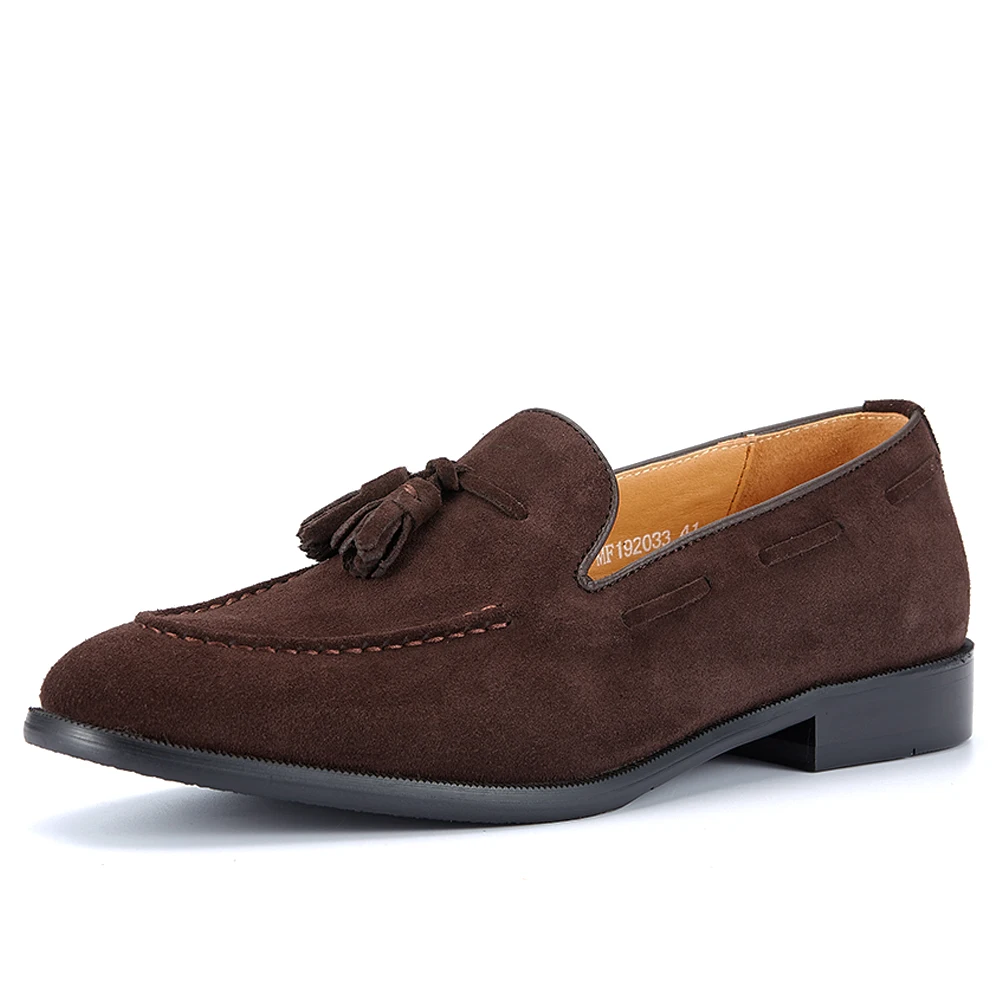 

Мужские лоферы из замши с подкладкой из натуральной кожи и латексной стелькой, модный тренд 2025 года, удобные повседневные мягкие туфли на плоской подошве