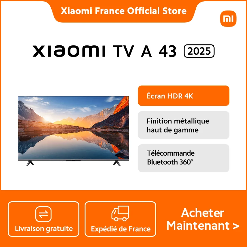 [[Official] Xiaomi TV has 43 2025, 4K image quality ultra high resolution, HDR10 exceptional contrast, MEMC for fluid movements pendant fast action scenes