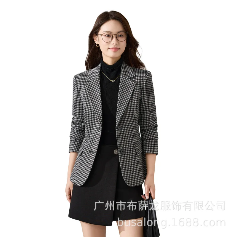 2025년 신상 우아한 패션 정장 캐주얼 여성용 긴 소매 프로페셔널 스몰 블레이저 포멀 여성용 싱글 재킷 워크웨어25618