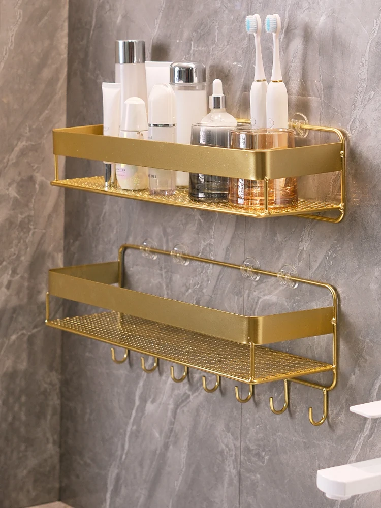 Gold storage rack bathroom wall mounted storage rack bathroom shampoo shower gel cosmetics storage rack bathroom accessories