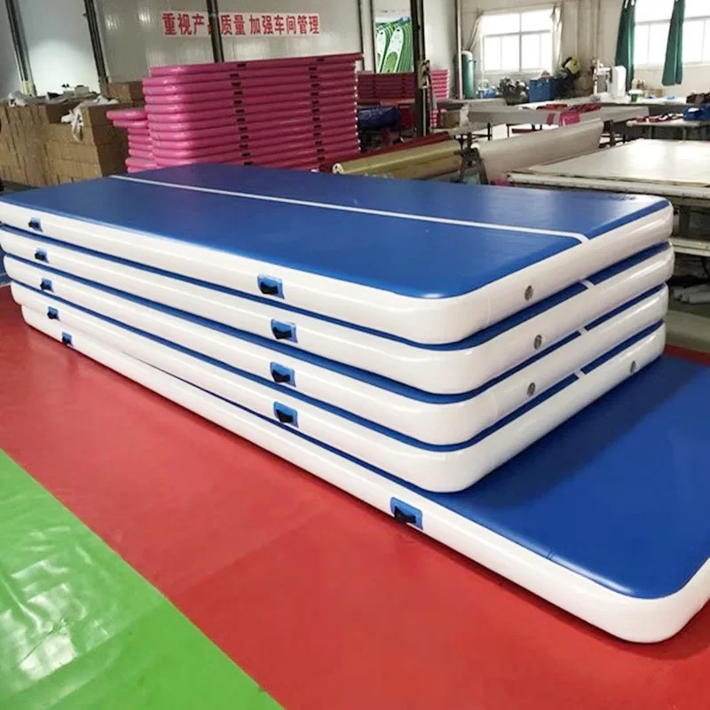 HIBADOU Air Track Tumble Track Tumbling Mat 8x2m 9x2m 10x2m 8 inch Opblaasbare vloermatten Gymnastiek Luchtmat met elektrische pomp