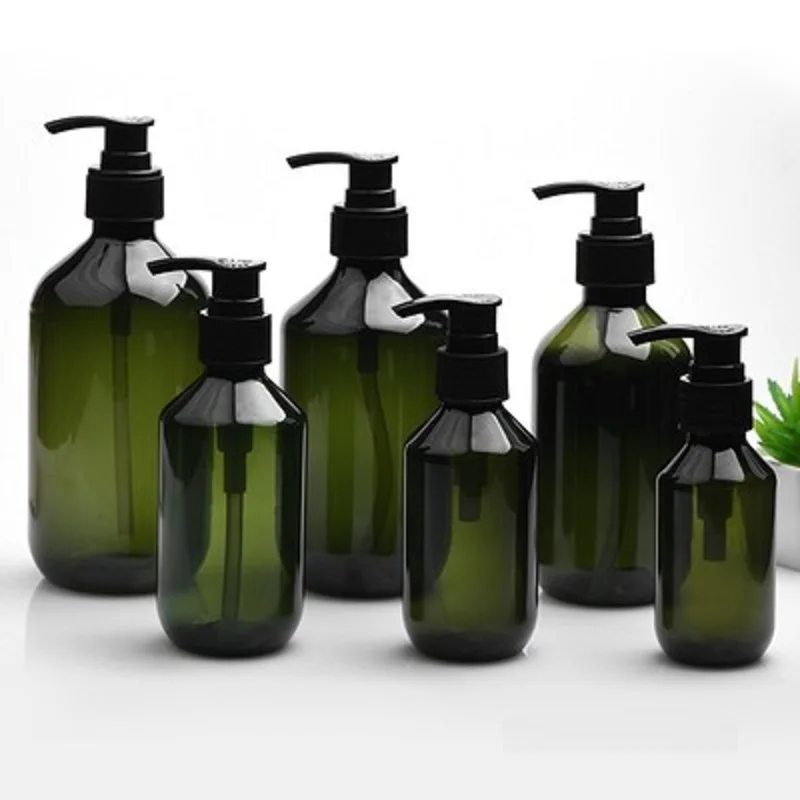 

100ml 150ml 200ml 300ml 400ml 500ml Empty Plastic Green Bottle Black White Lotion Press Pump Refillable Cosmetic Container 10Pcs