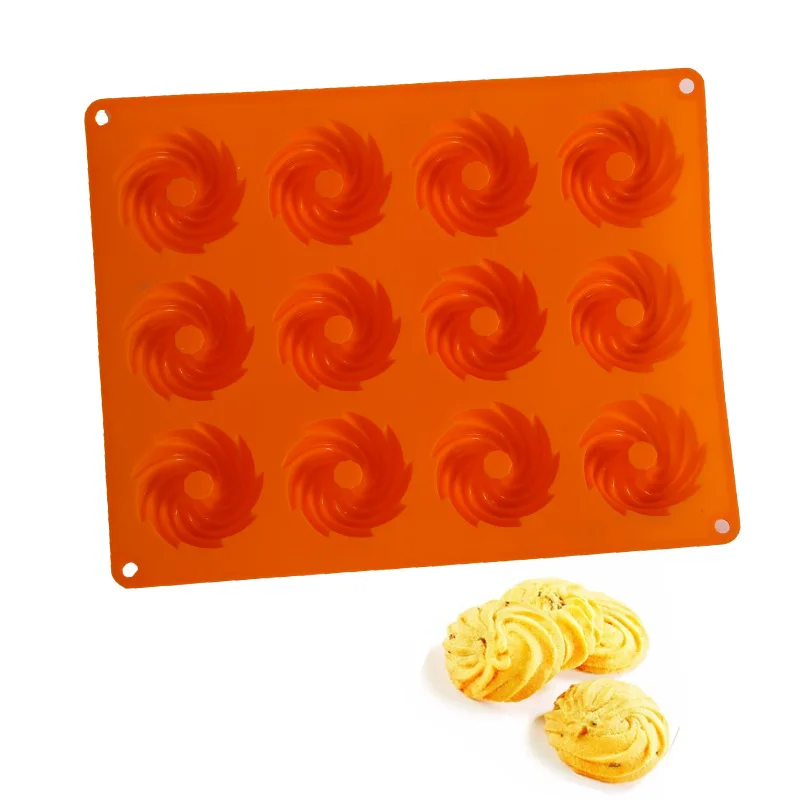 12Even Cookies Silicone Cake Mold BakingdiyCookie Shape Cyclone Chocolate Mold Cake Tools