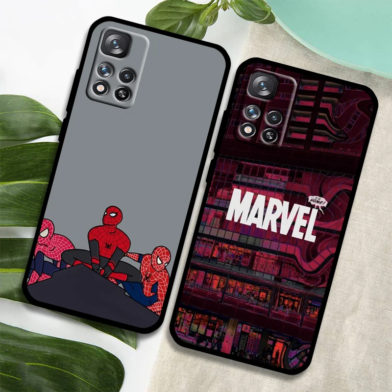 cute spiderman avengers For Xiaomi Redmi Note 12 11 11T 10 9 8 7 6 5 Pro 5G 4G Silicone Soft Shockproof Black Phone Case Fundas