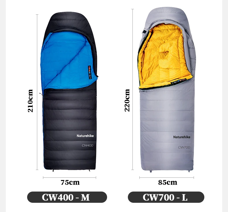 Naturehike CW400 Sleeping Bag Winter Lightweight 650FP Duck Down Sleeping Bag Ultralight Waterproof Hiking Camping Sleeping Bag