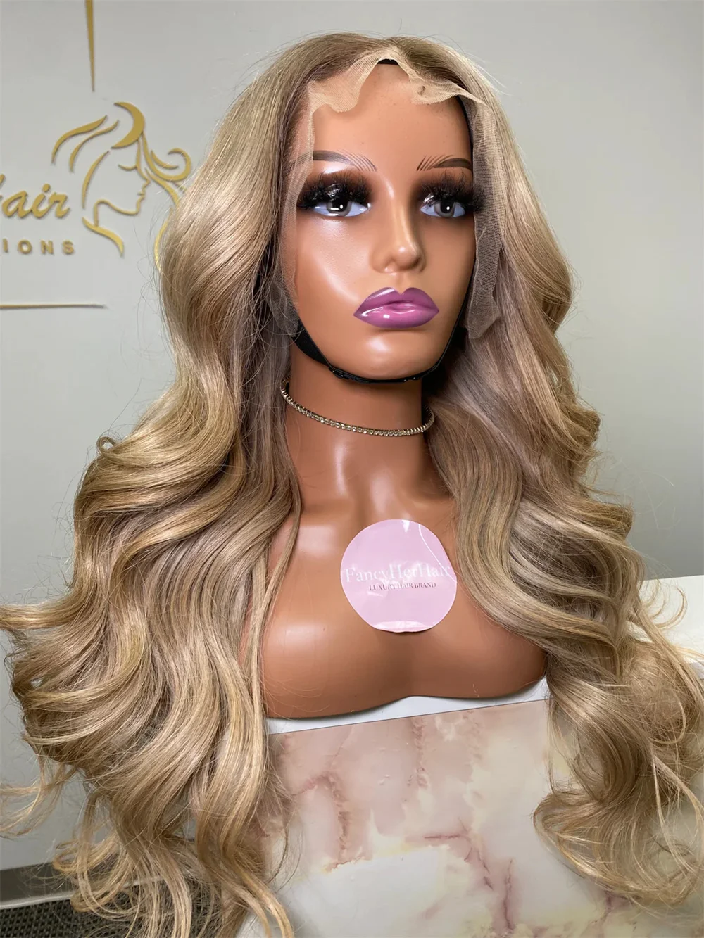 

13x4 Ash Blonde Lace Front Wigs Synthetic Blend Lace Wigs Body Wave Glueless Wigs for Women Heat Resistant Fiber Wig Daily Party