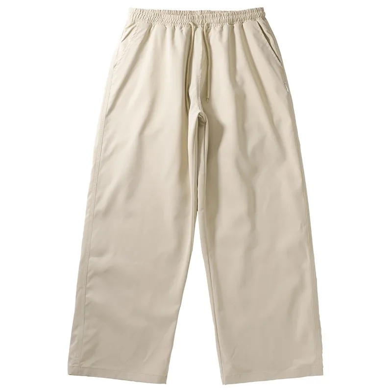 

AMUNITS мужские повседневные рабочие брюки свободные прямые брюки с завязками на весну и осень японские длинные брюки