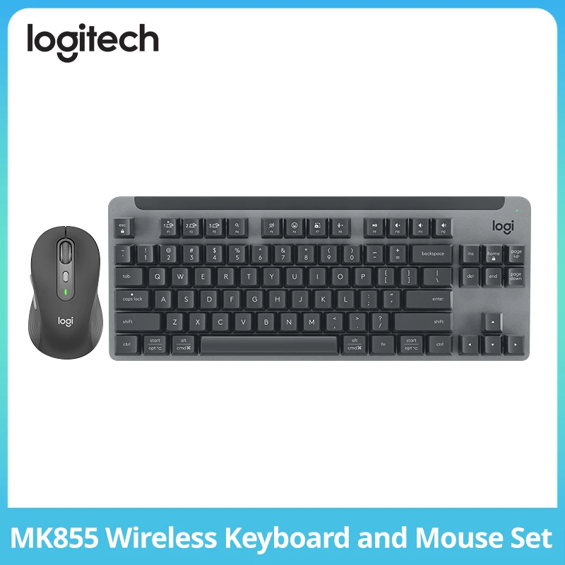 Logitech MK855 Wireless Bluetooth Mechanical Keyboard and Mouse Set Gaming Office PC Red Axis Dual Mode Mac Portable K855 M750