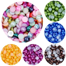 50-500Pcs 2-14mm Plastic Imitation Pearl Beads Colorful Half Round Flatback Loose Beads For DIY Crafts Nail Art Ornament Decor