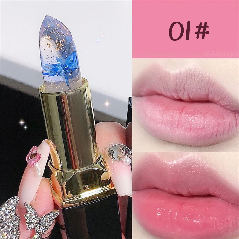 Temperaturfarbwechselnder Blumen-Lippenstift Feuchtigkeitsspendender Kristall-Lippenbalsam Wasserfester Langanhaltender Jelly-Lippenstift Lippenpflege Make-up – Detail 19