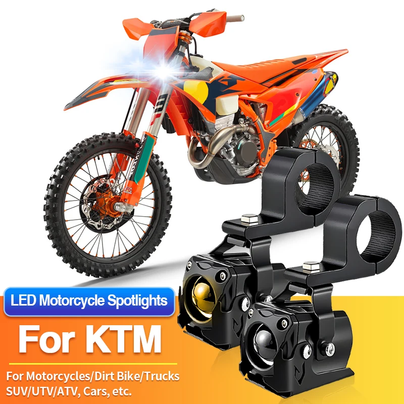 

1/2PCS Universal Motorcycles Headlight LED Fog Light 2-Color Spotlights for KTM 690/890/1290/Freeride EXC/RC 8C/RC 200/SX-E 5