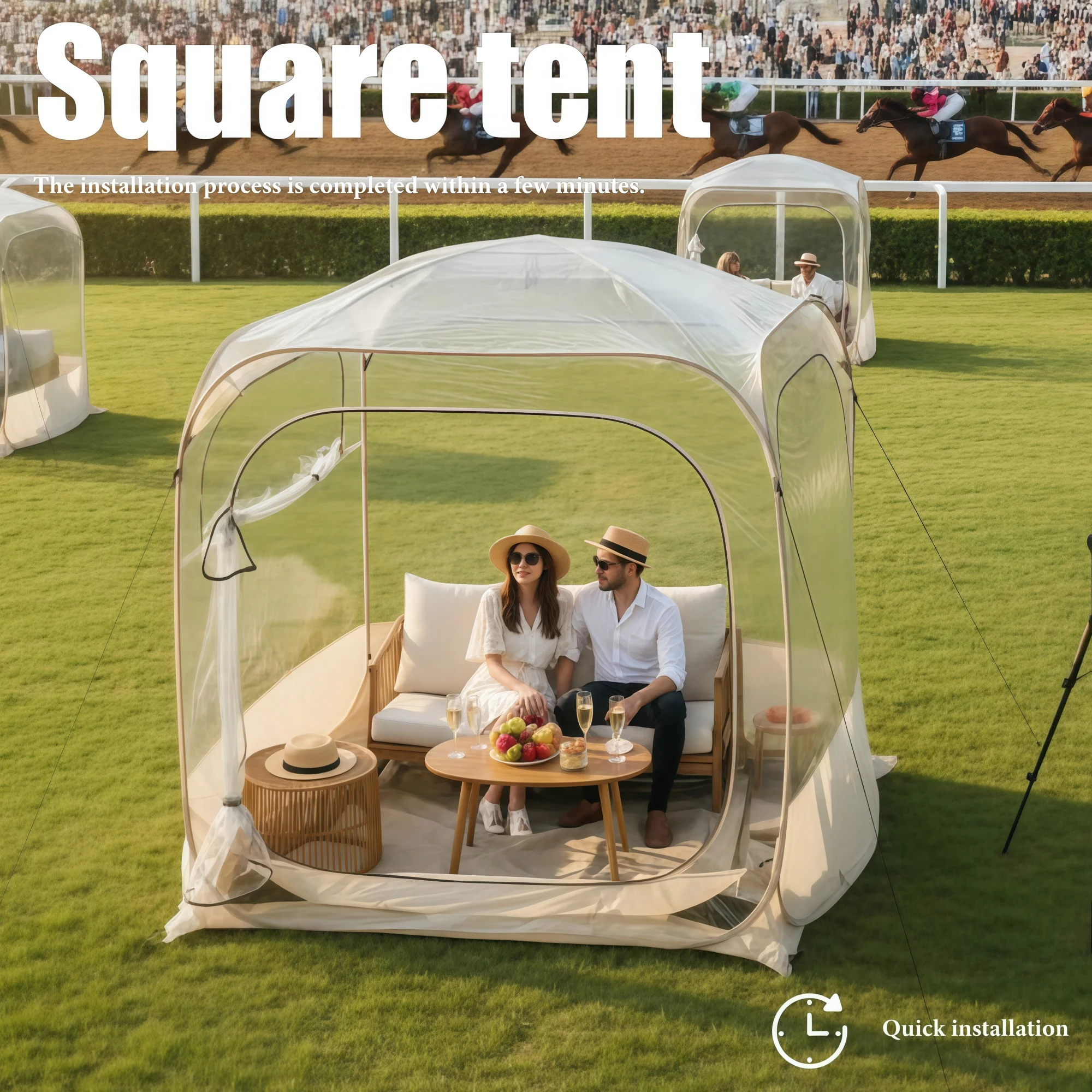 Ventilated Pop Up Spectator Tent, Clear Transparent View Shelter, Foldable Tent with Mesh Windows