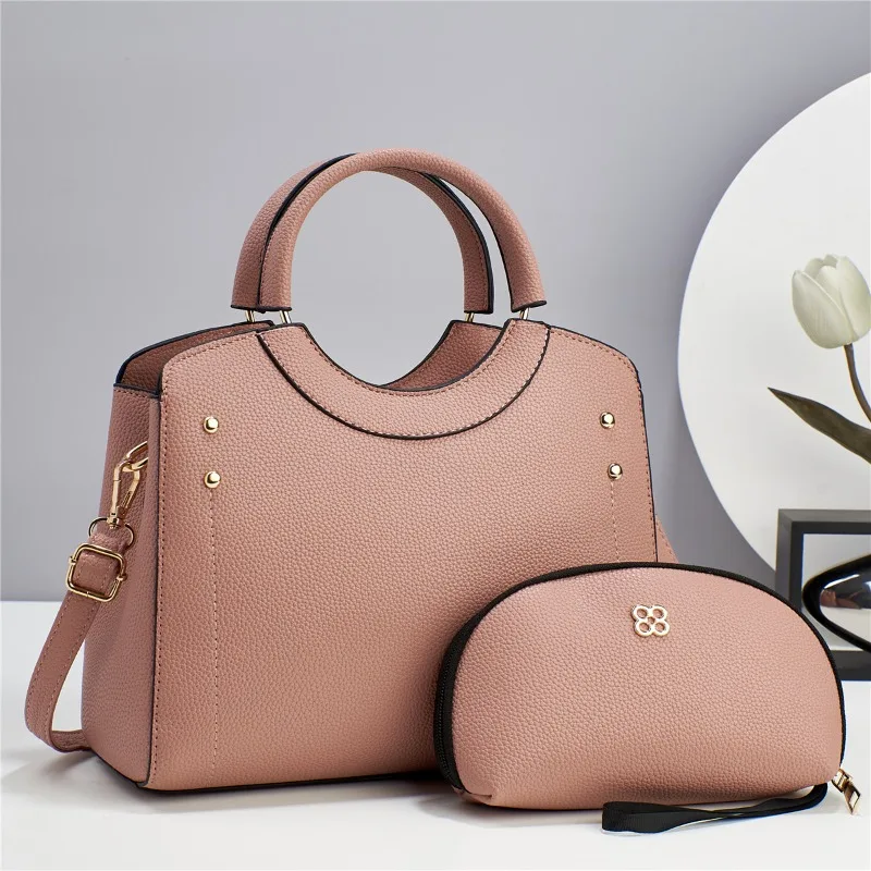 

Women's Tote Bag and Wallet Set, Solid Color Large Capacity Shoulder Crossbody Handbag