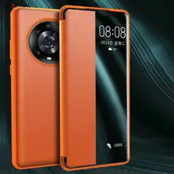 Leather Phone Case For Honor Magic 5 Pro Smart Window Flip Shockproof Cover for Huawei Honor Magic 5 4 3 Pro Protection Funda