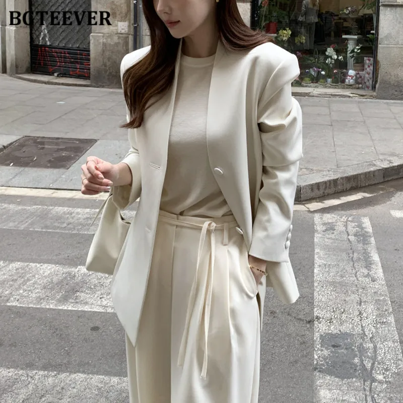 

BGTEEVER элегантный однобортный женский пиджак с v-образным вырезом, осенне-зимний женский пиджак, пальто