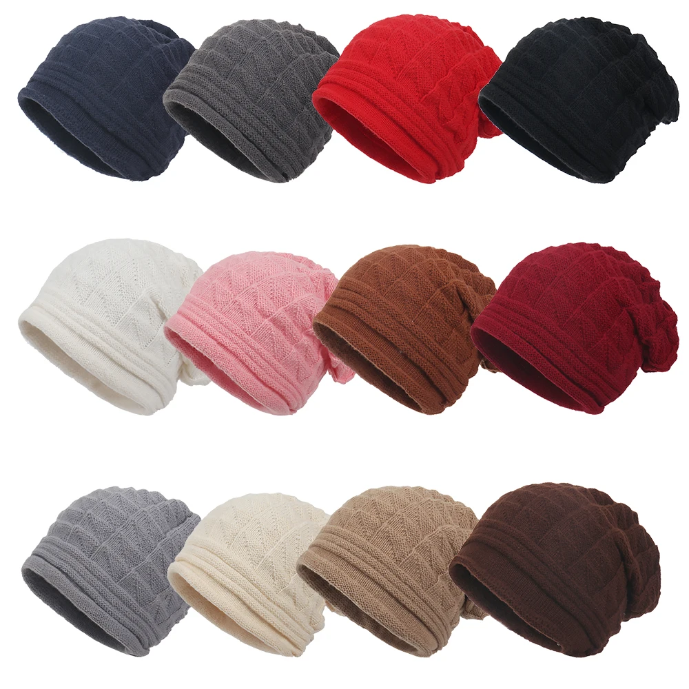 Unisex Falten Flansch Pullover Hut Herbst Winter Skifahren Outdoor Strickmütze für Männer und Frauen