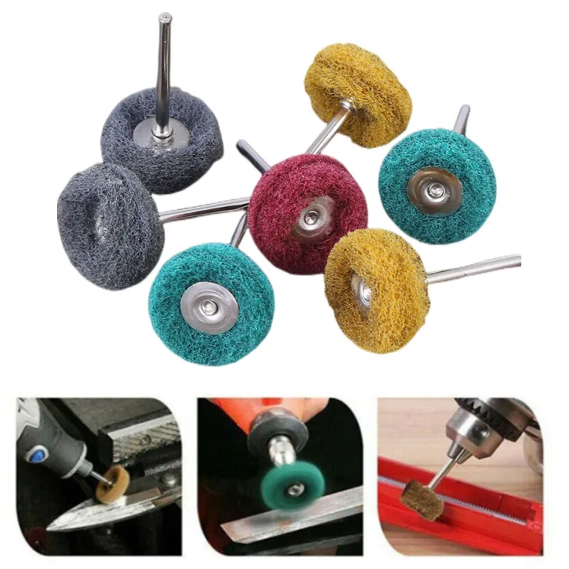 50pcs Mini Drill Abrasive Brush Nylon Fiber Buffing Polishing Wheel with 2.35mm Shank for Dremel Rotary Tool Accessories Set