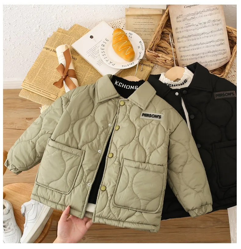 

Classical Style Fall Autumn and Winter Children Down Jacket Turn-collar Kids Cotton Coat Kids Fashion Warm Simple Overcoat CT125