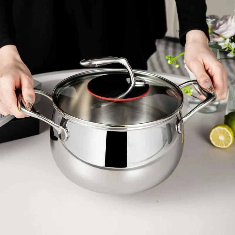 Olla de leche para sopa de 20cm de acero inoxidable 18-10, olla multifuncional para estofado de fideos para el hogar