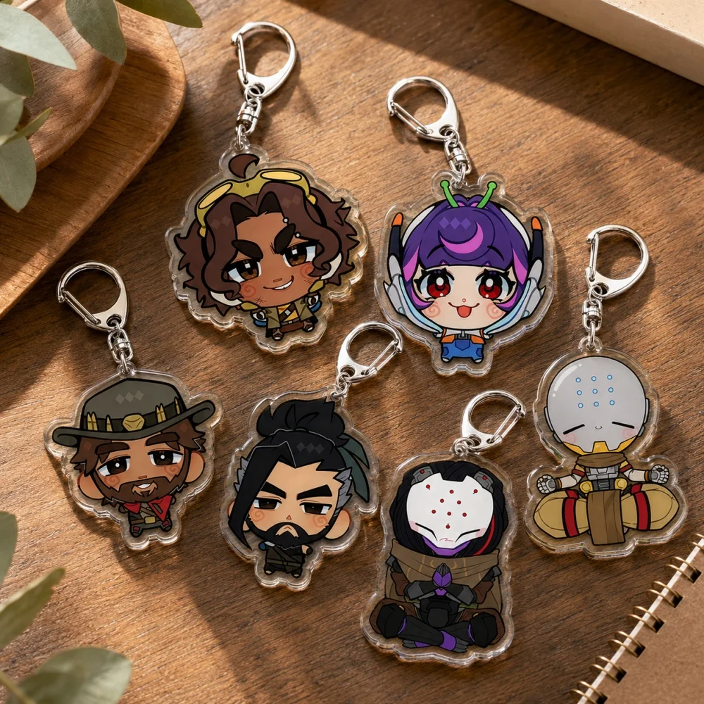 Hanzo Cassidy Juno Venture Overwatch Keychain Accessories Bag Game Keyrings Jewelry Manga Fans Gifts