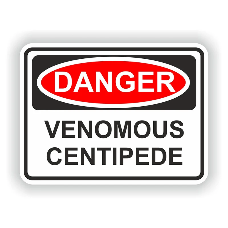 

CK21148# 13x10cm Car Sticker Danger Venomous Centipede Warning Sticker Funny for Helmet Laptop Tablet PC