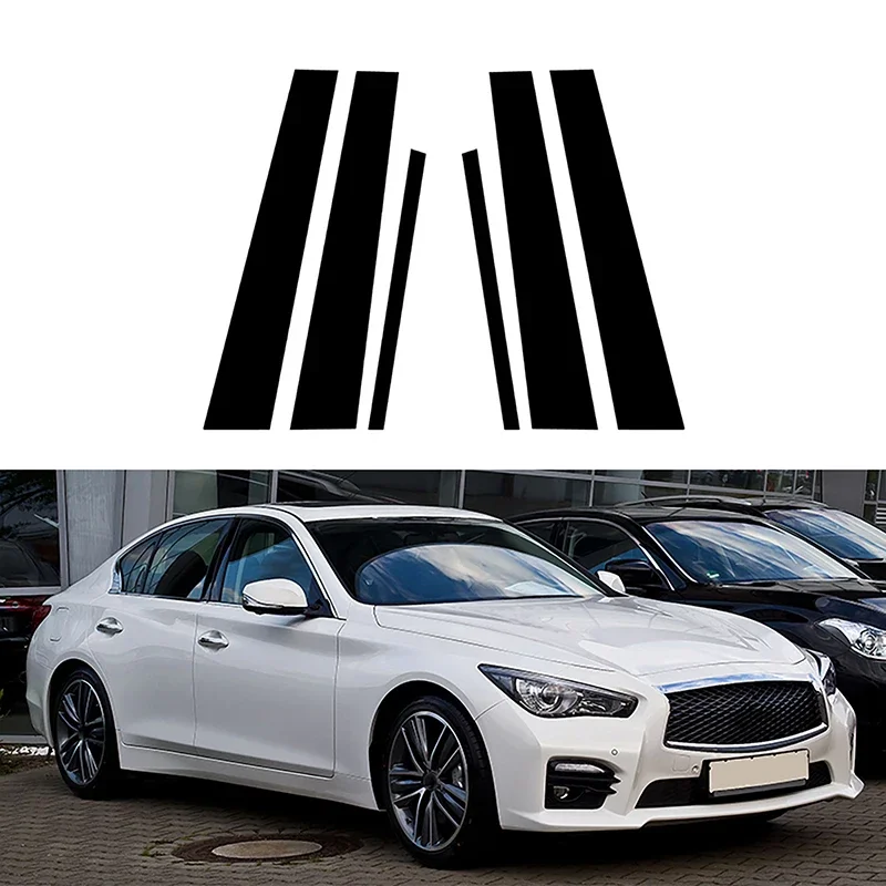 

6 шт. глянцевая черная оконная дверная колонна BC, накладка на стойку для Infiniti Q50 V37 Nissan Skyline 2014-2023, декоративные наклейки