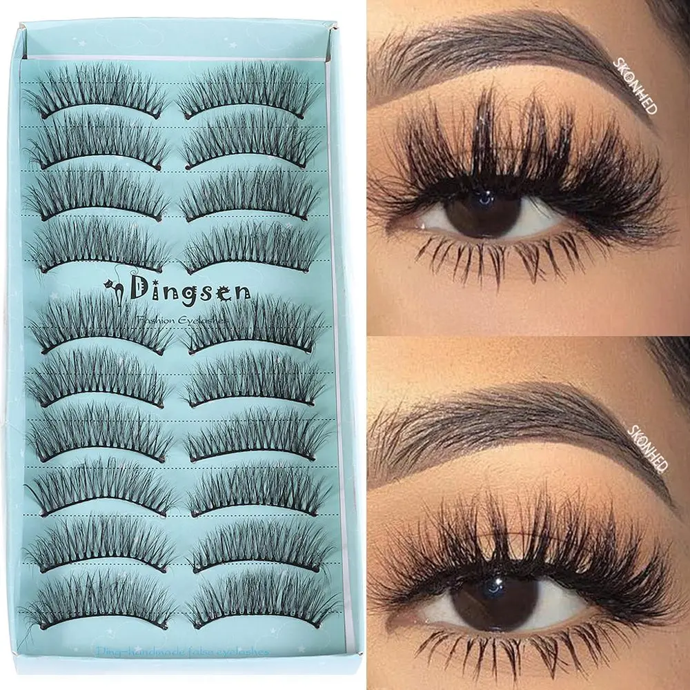 10 Pairs 3D False Eyelashes Super Soft Ultra-wispies Fluffy Lashes Natural Long Eye Lashes Extension Handmade Cruelty-free