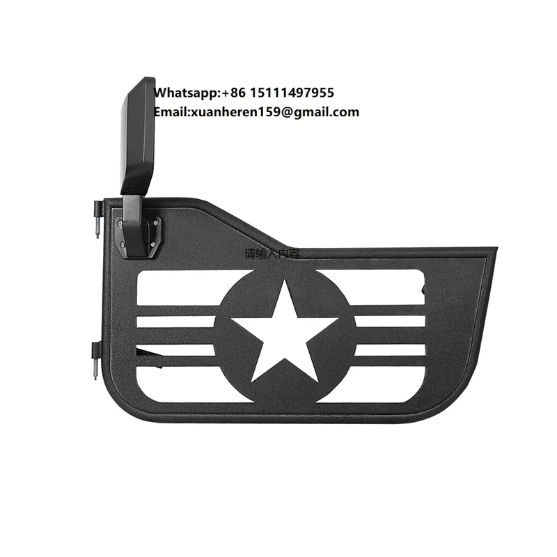 High Quality Carbon Steel Material Pentagram Pattern Tubular Doors with Side View Mirrors for Jeep Gladiator 2020-2023