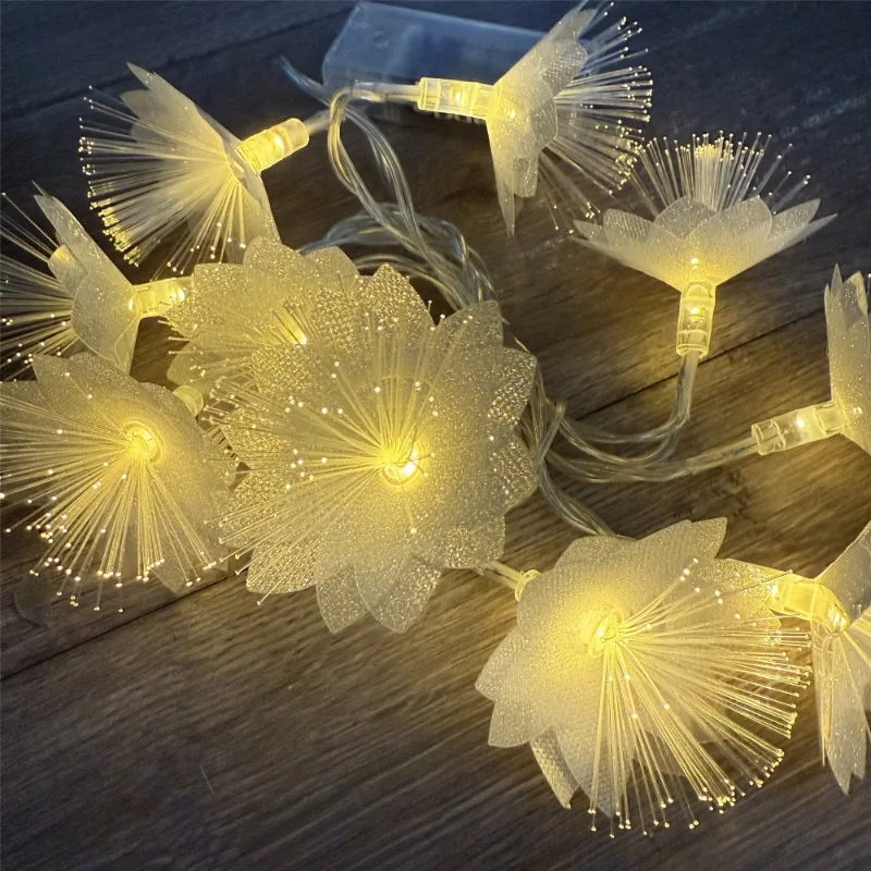 2/3M 10/20LED Fiber Optic Fairy String Light Battery-operated Garland Wedding Party Christmas Decor Festoon Artificial Flowers