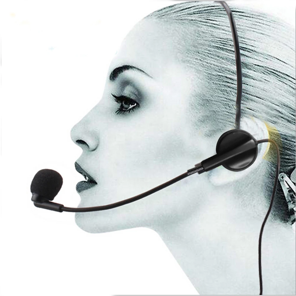 ميكروفون سماعة الرأس المثبت على الرأس، مضخم صوت سلكي مرن