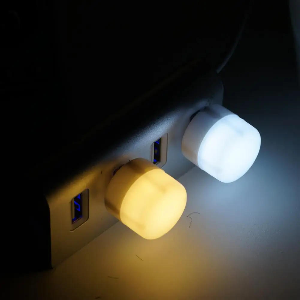 ﻿   Mini lámpara de noche con enchufe USB, mesa LED, enchufe para habitación, decoración de lectura de libros nocturnos, luz redonda, protección ocular, luz blanca cálida para dormitorio