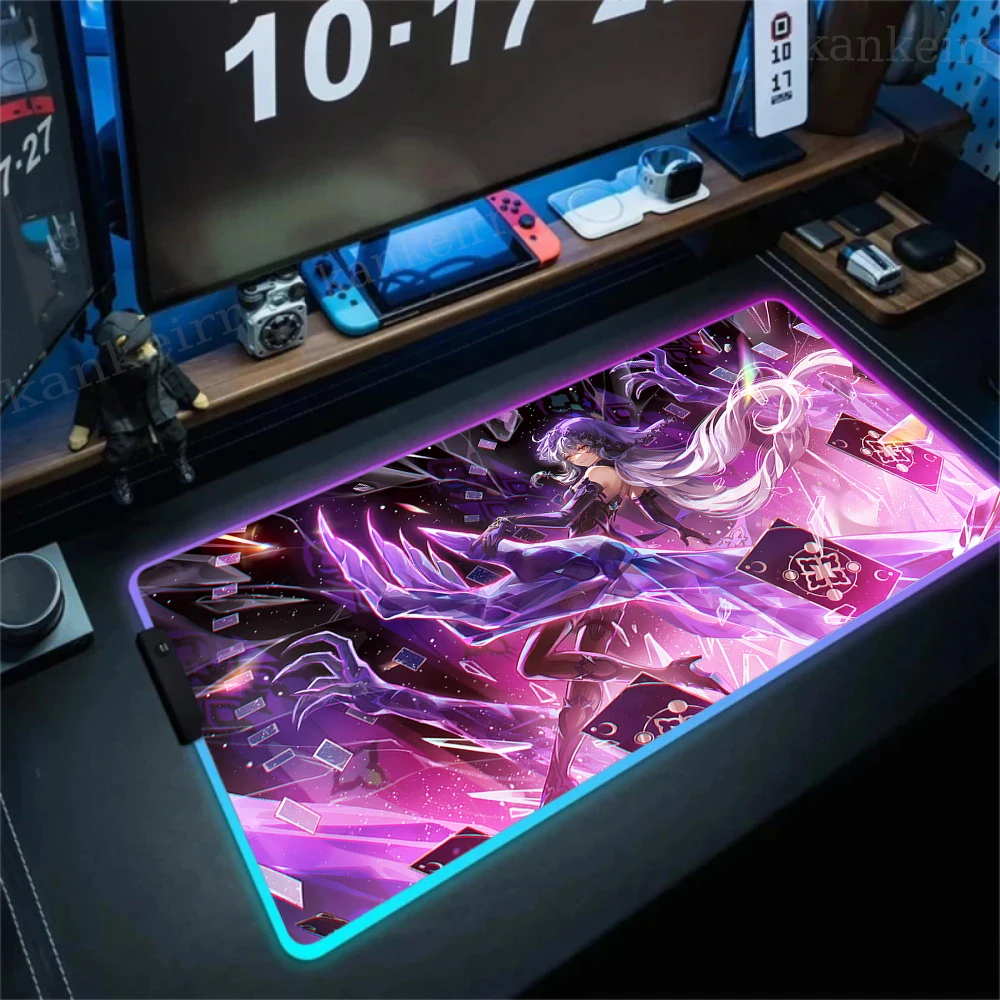 Honkai Star Rail Black Swan RGB Mouse Pad Large Gaming HD Mousepad Computer Pads Luminescence Desk Mat 1000x500 Backlit Carpet