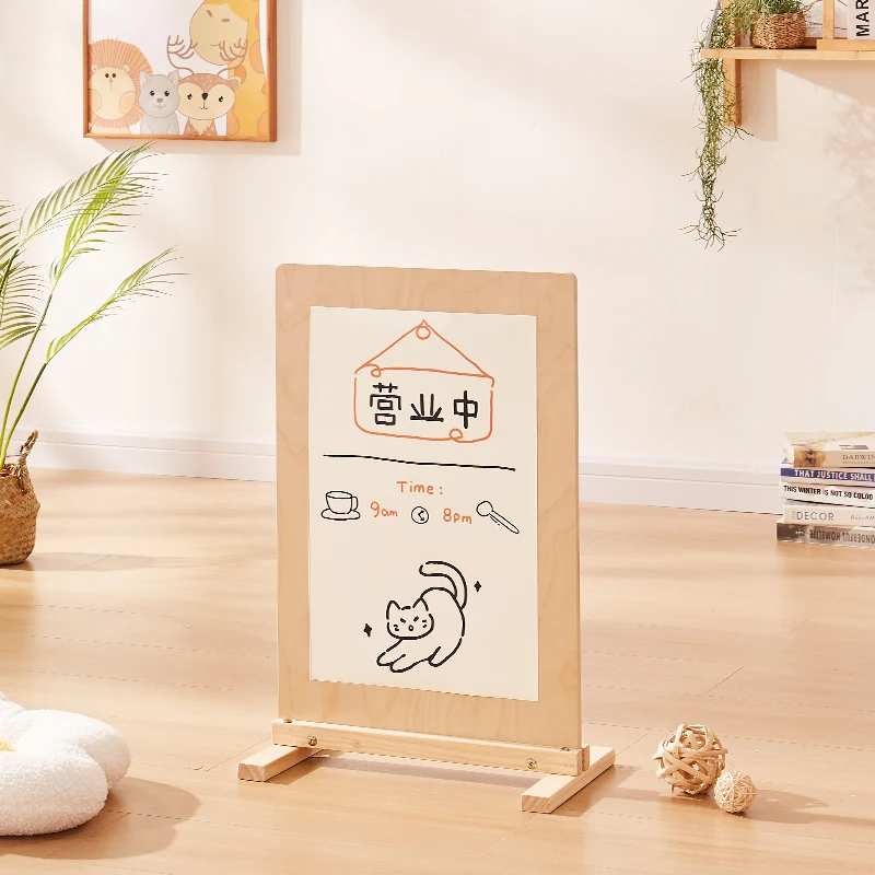 Solid Wood Advertising Display Rack Kindergarten Handmade Works Poster Wooden Frame Restaurant Promotion Activities Display