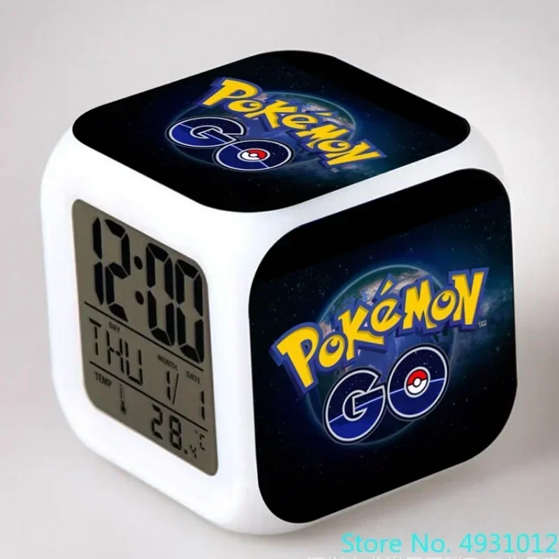 8x8x8cm Pokemon Spitfire Pikachu Water Arrow Turtle Electronic Alarm Clock Anime Digital Clock Children Student Luminous Gift