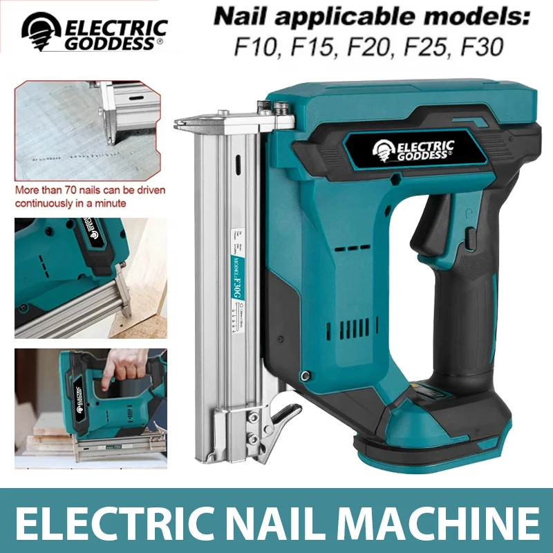 For  Electric Goddess Industrial Grade Cordless Nail Gun Straight/N-shape Universal Nailing Machine for Woodworking